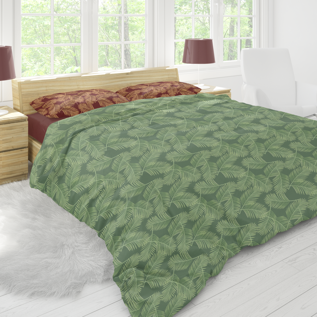 green tropical palms for doona cover