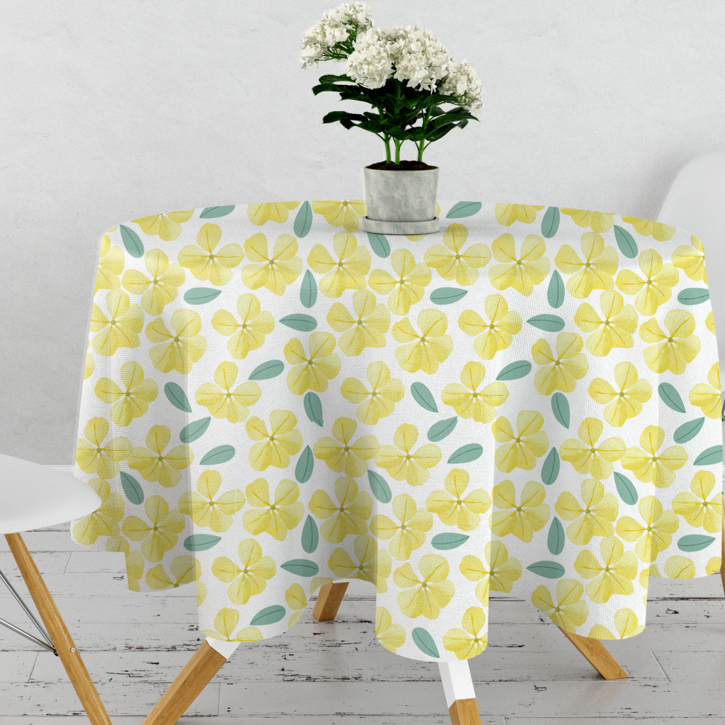 yellow florals native pattern for tablecloth