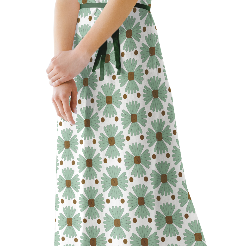 olive green bohemian florals for dress fashion design