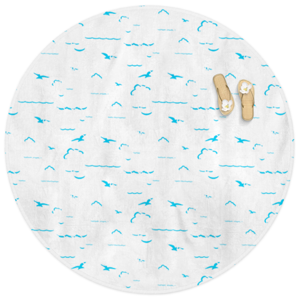bird seaside pattern for round beach towel