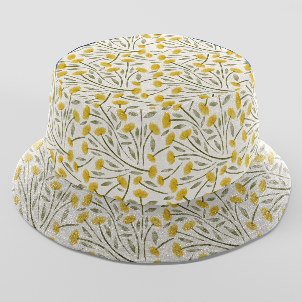 yellow tropical florals for bucket hat design