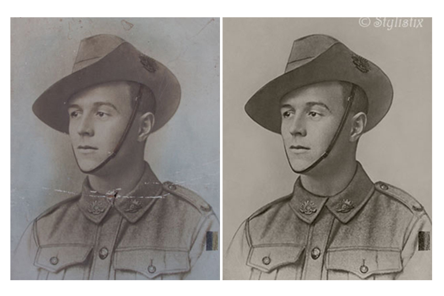 repair old army photo restoration