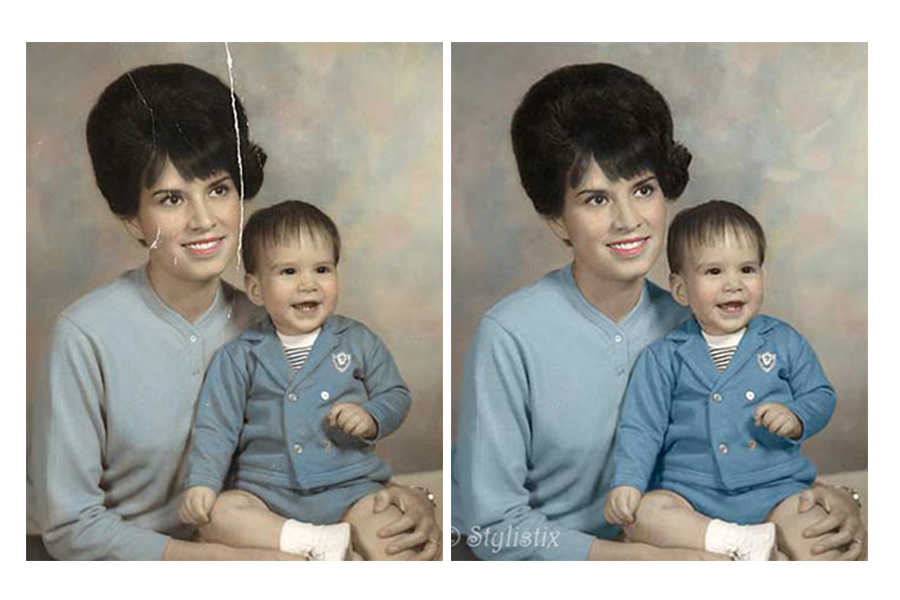 remove scratches and enhance colour of photo