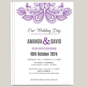 purple bohemian wedding invitations 2